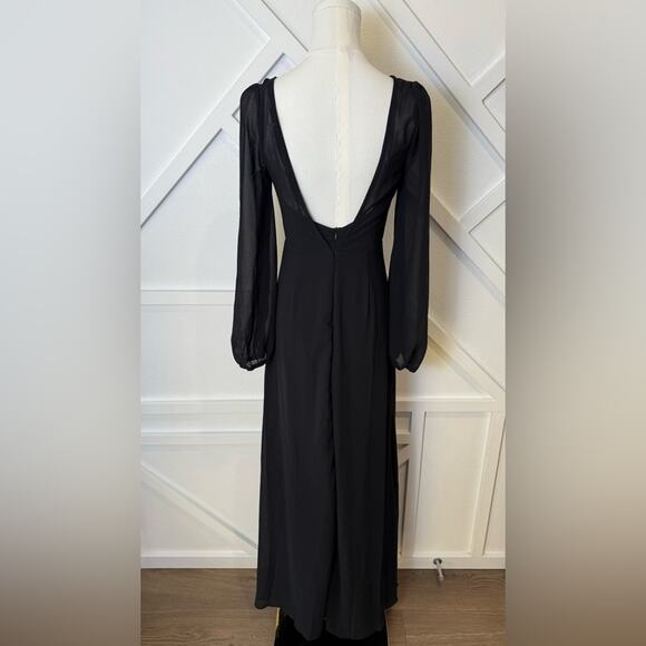 NWOT Lulus Prestigious Poise Black Backless Balloon Sleeve Maxi Dress Size XS - Picture 8 of 13